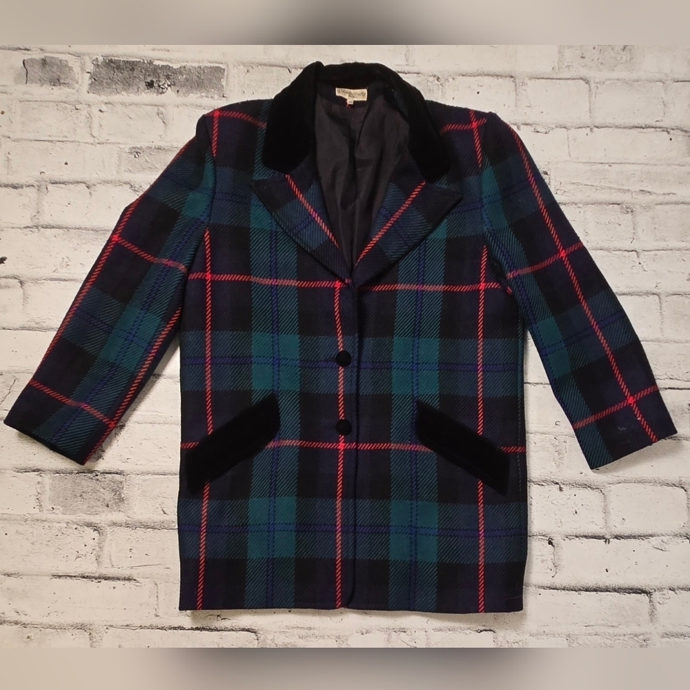 Vintage Liliane Burty Paris Wool Plaid Blazer Made in France 40 - Picture 9 of 16